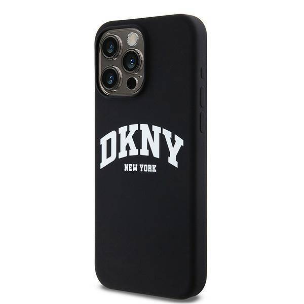 DKNY DKHMP15XSNYACH iPhone 15 Pro Max 6.7" czarny/black hardcase Liquid Silicone White Printed Logo MagSafe