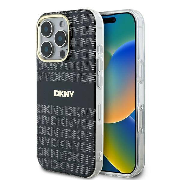 DKNY DKHMP16LHRHSEK iPhone 16 Pro 6.3" czarny/black hardcase Repeat Texture Pattern With Stripe