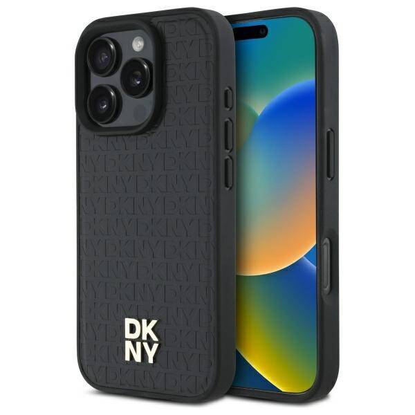 DKNY DKHMP16LPSHRPSK iPhone 16 Pro 6.3"   hardcase czarny/black Repeat Pattern Stack Logo MagSafe