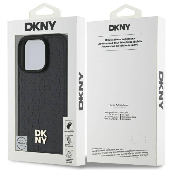 DKNY DKHMP16LPSHRPSK iPhone 16 Pro 6.3"   hardcase czarny/black Repeat Pattern Stack Logo MagSafe