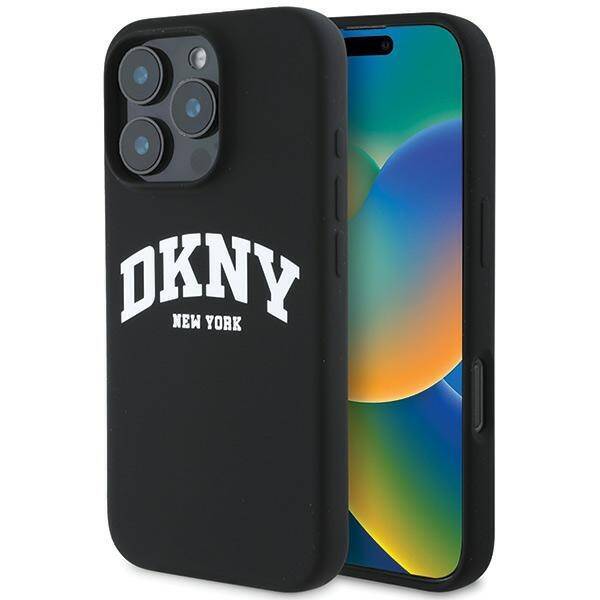 DKNY DKHMP16LSNYACH iPhone 16 Pro 6.3" czarny/black hardcase Silicone White Printed Logo MagSafe