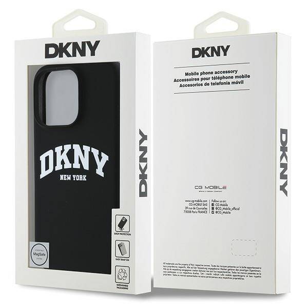 DKNY DKHMP16LSNYACH iPhone 16 Pro 6.3" czarny/black hardcase Silicone White Printed Logo MagSafe