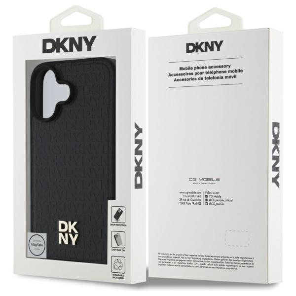 DKNY DKHMP16SPSHRPSK iPhone 16 6.1"       hardcase czarny/black Repeat Pattern Stack Logo MagSafe