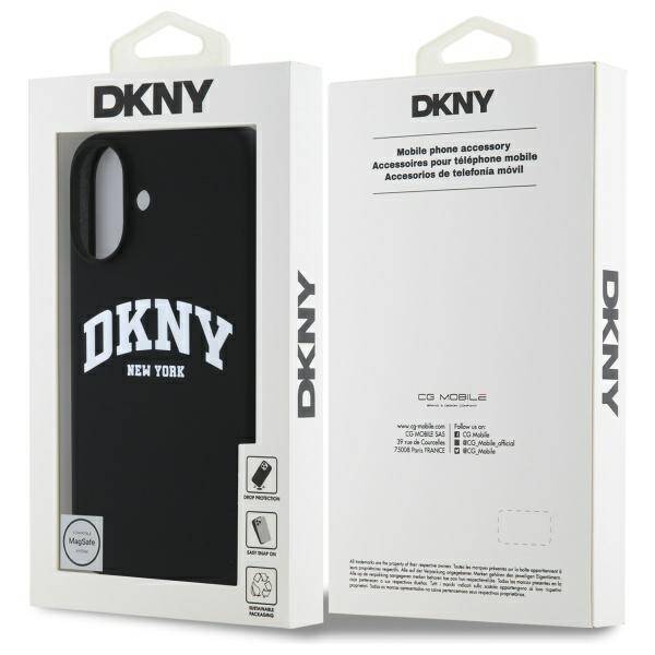 DKNY DKHMP16SSNYACH iPhone 16 6.1"        czarny/black hardcase Silicone White Printed Logo MagSafe