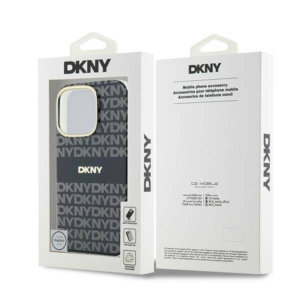 DKNY DKHMP16XHRHSEK iPhone 16 Pro Max 6.9" czarny/black hardcase Repeat Texture Pattern With Stripe