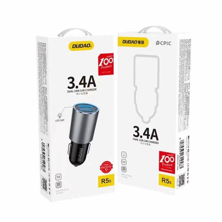 DUDAO CAR CHARGER 2X USB 3.4A GRAY (R5S GRAY)
