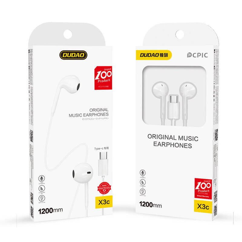 DUDAO IN-EAR HEADPHONES WITH USB TYPE-C CONNECTOR WHITE (X3C)