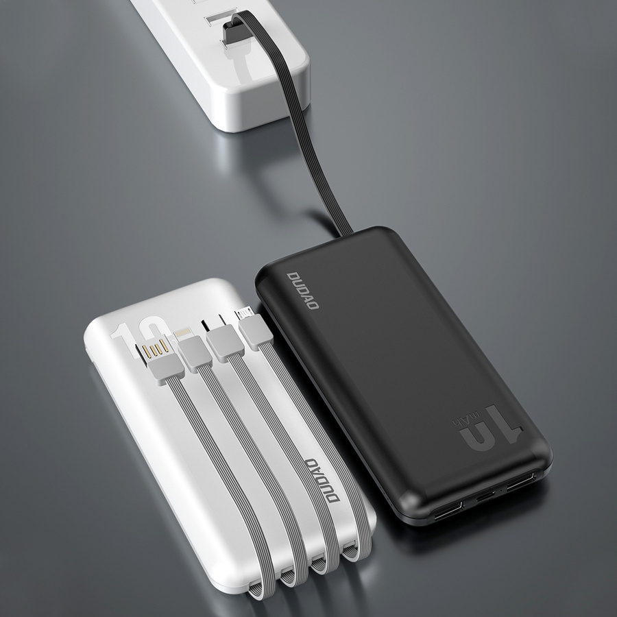 DUDAO K6PRO UNIVERSAL 10000MAH POWER BANK WITH USB CABLE, USB TYPE C, LIGHTNING BLACK (K6PRO-BLACK)