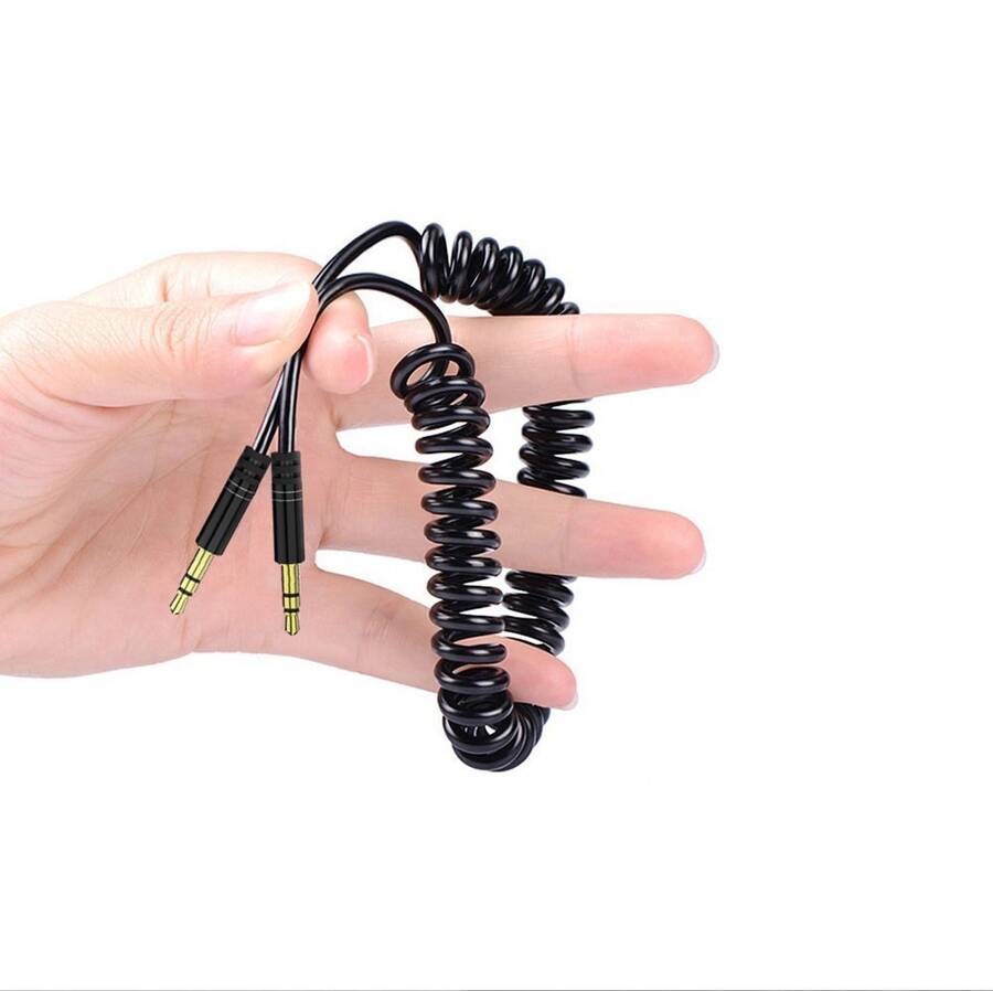 DUDAO LONG STRETCHABLE CABLE AUX MINI JACK 3.5MM SPRING ~ 150CM BLACK (L12 BLACK)