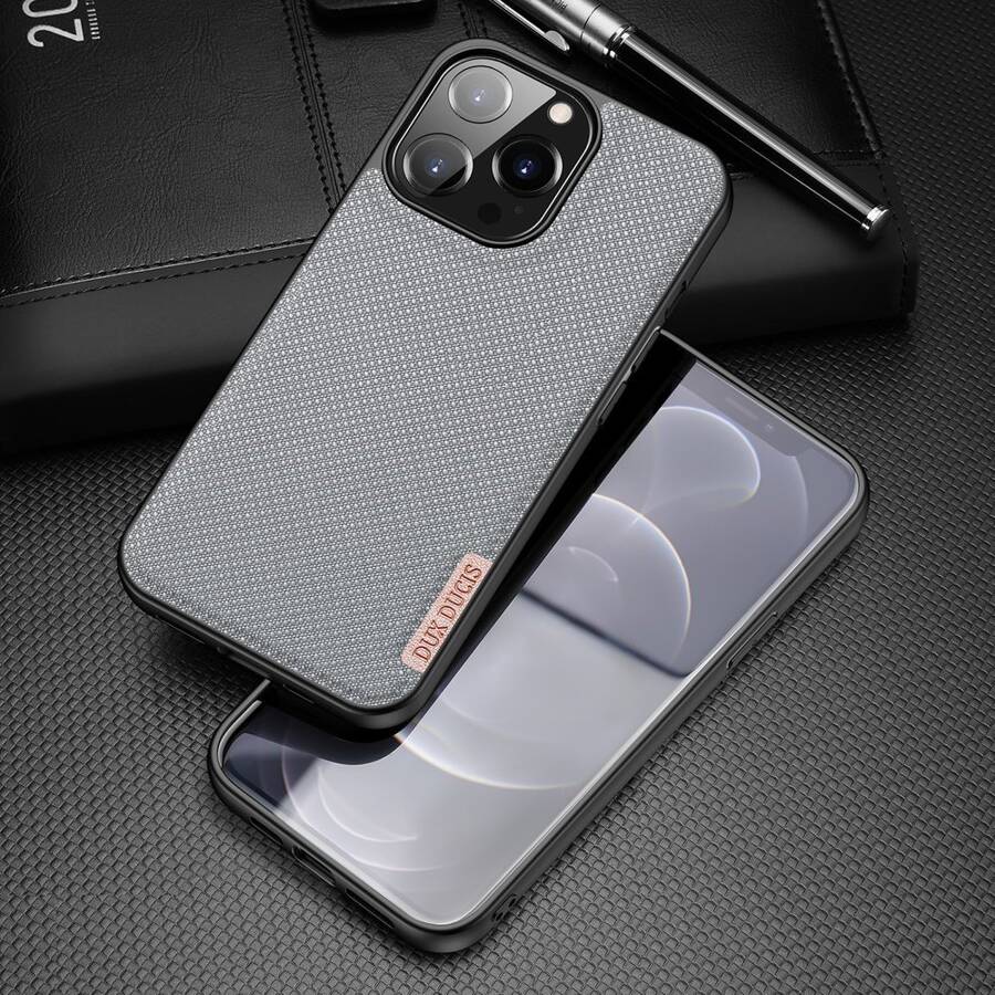 DUX DUCIS FINO CASE COVERED WITH NYLON MATERIAL FOR IPHONE 13 PRO GRAY