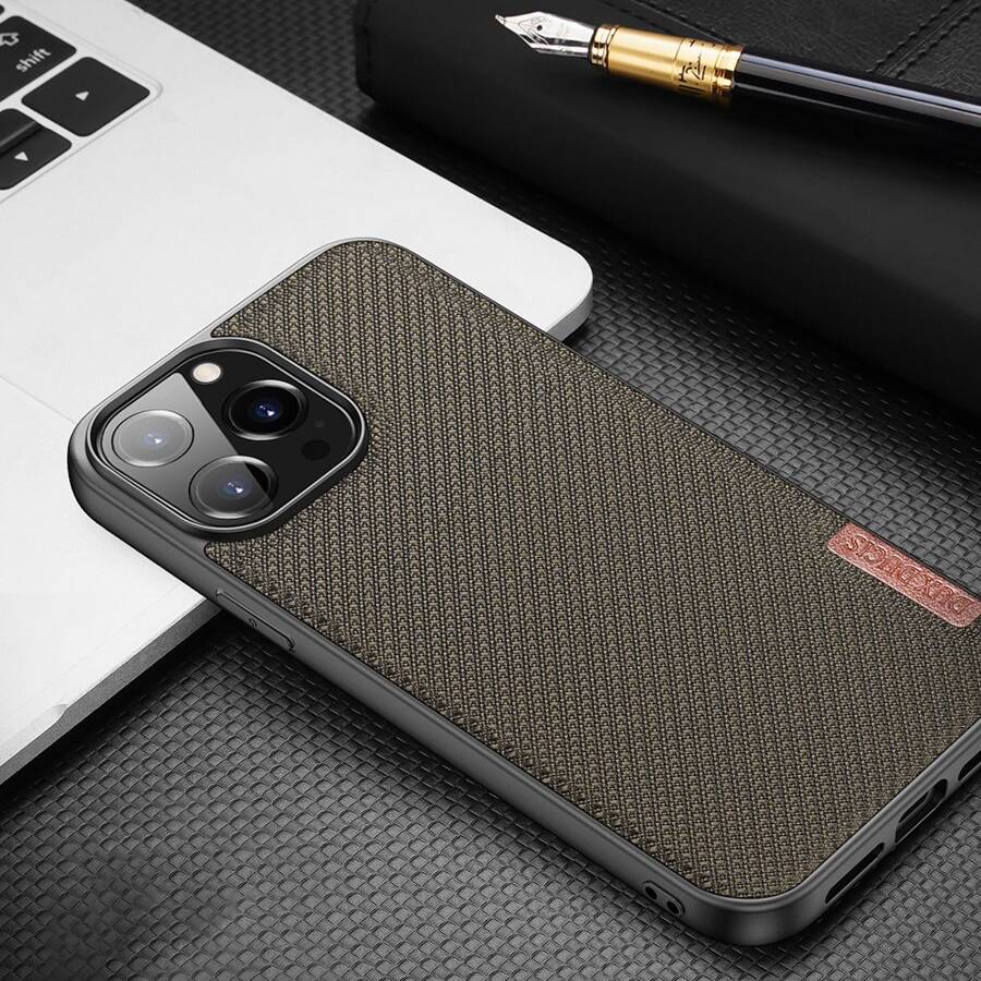 DUX DUCIS FINO CASE COVERED WITH NYLON MATERIAL FOR IPHONE 13 PRO MAX GRAY