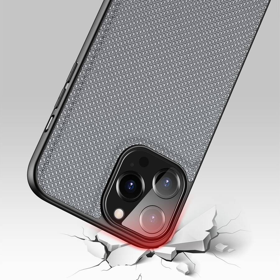 DUX DUCIS FINO CASE COVERED WITH NYLON MATERIAL FOR IPHONE 13 PRO MAX GRAY