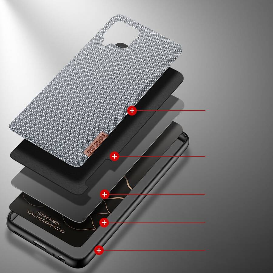 DUX DUCIS FINO CASE COVERED WITH NYLON MATERIAL FOR SAMSUNG GALAXY A22 4G GRAY