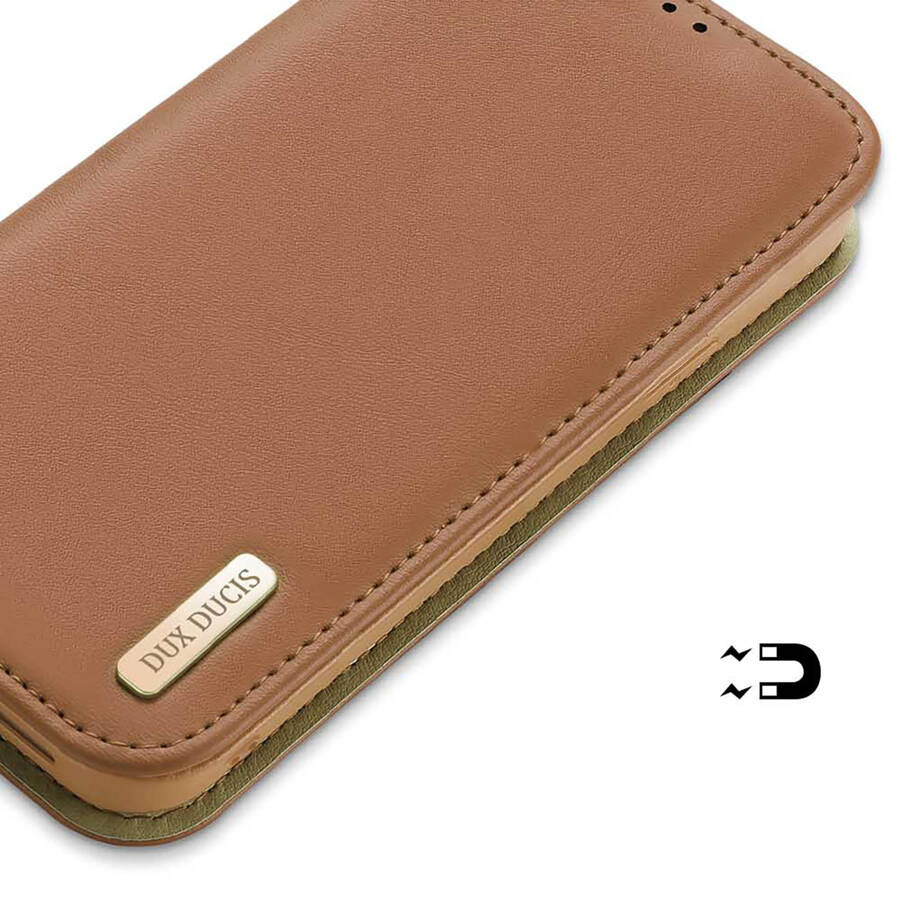 DUX DUCIS HIVO IPHONE 15 PLUS WALLET CASE WITH RFID BLOCKING - BROWN