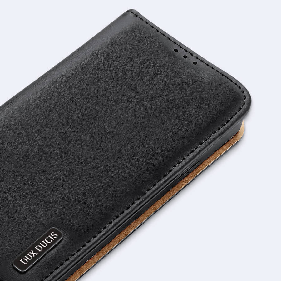 DUX DUCIS HIVO LEATHER FLIP COVER GENUINE LEATHER WALLET FOR CARDS AND DOCUMENTS SAMSUNG GALAXY S22 + (S22 PLUS) BLACK