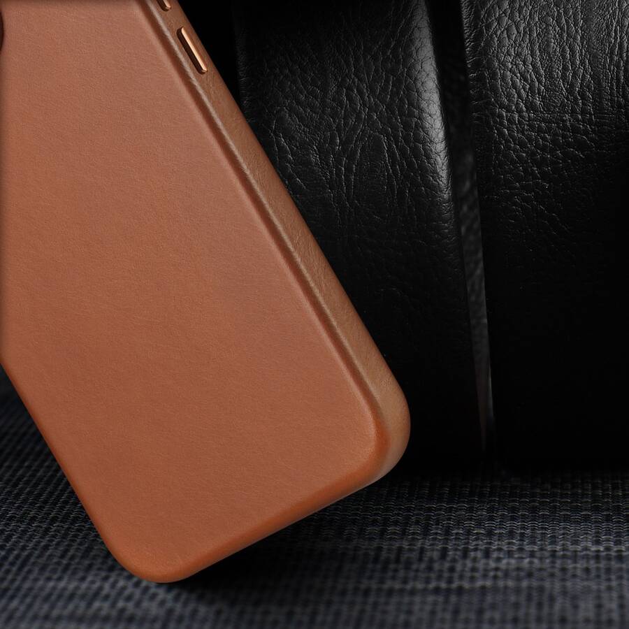 DUX DUCIS NAPLES CASE FOR IPHONE 14 PRO MAX MAGNETIC LEATHER CASE MAGSAFE BROWN