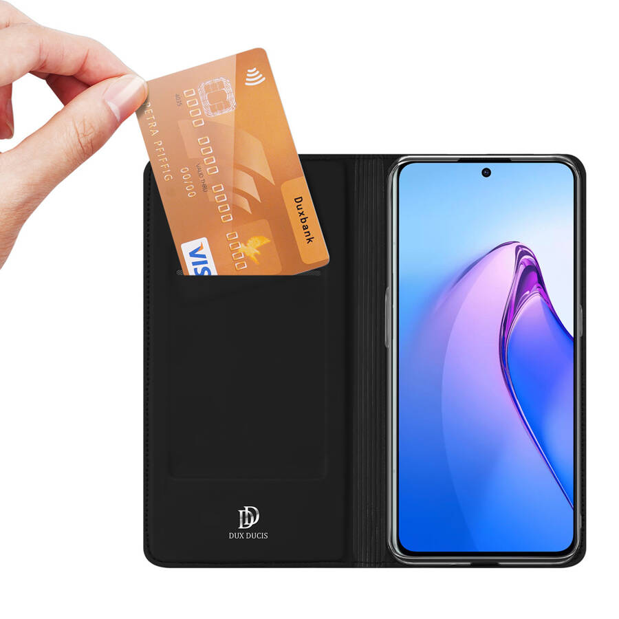 DUX DUCIS SKIN PRO CASE FOR OPPO RENO 8 PRO FLIP COVER CARD WALLET STAND BLACK