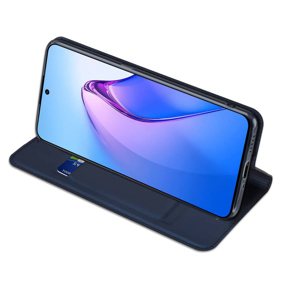 DUX DUCIS SKIN PRO CASE FOR OPPO RENO 8 PRO FLIP COVER CARD WALLET STAND BLUE