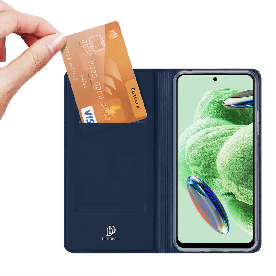 DUX DUCIS SKIN PRO CASE FOR XIAOMI REDMI NOTE 12 5G / POCO X5 5G FLIP COVER CARD WALLET STAND BLUE