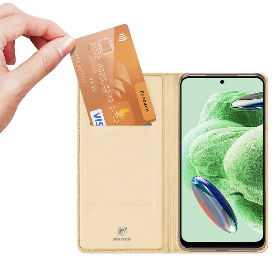 DUX DUCIS SKIN PRO CASE FOR XIAOMI REDMI NOTE 12 PRO+ FLIP CARD WALLET STAND GOLD