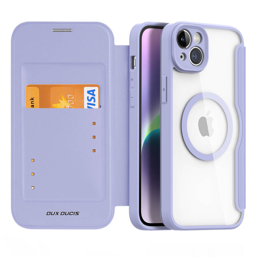 DUX DUCIS SKIN X PRO CASE IPHONE 14 PLUS MAGNETIC MAGSAFE FLIP CASE PURPLE