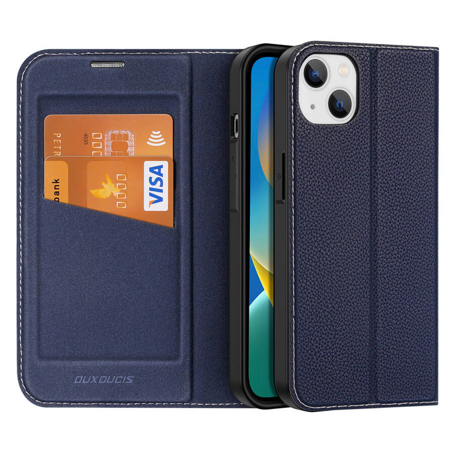 DUX DUCIS SKIN X2 CASE FOR IPHONE 14 MAX CASE WITH MAGNETIC FLAP BLUE