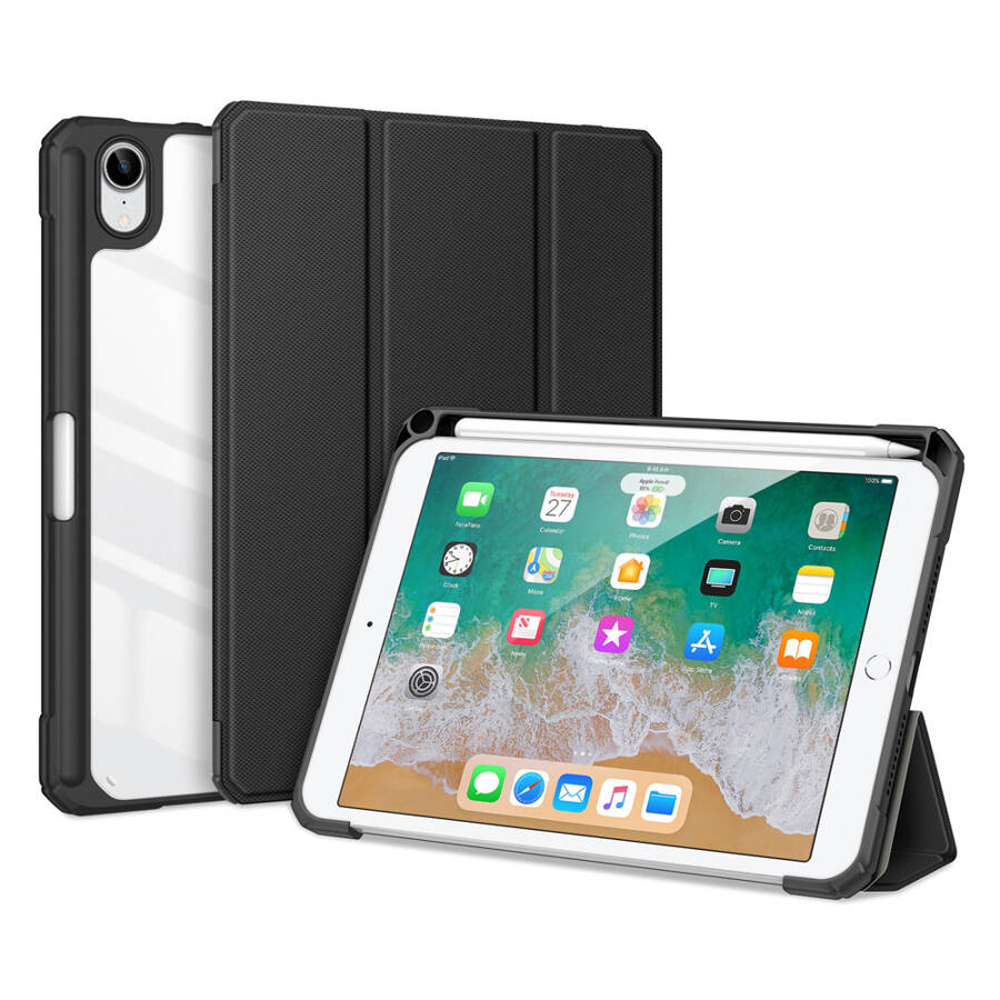 DUX DUCIS TOBY ARMORED TOUGH SMART COVER FOR IPAD MINI 2021 WITH A HOLDER FOR APPLE PENCIL BLACK