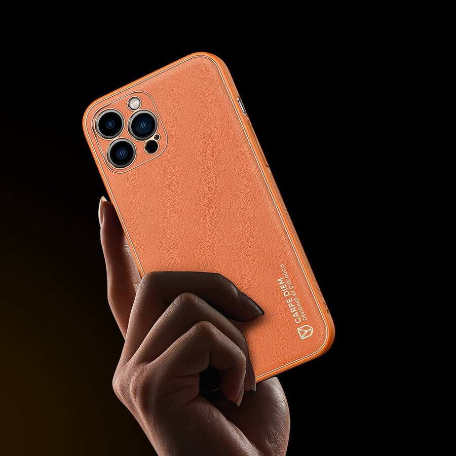 DUX DUCIS YOLO ELEGANT CASE MADE OF SOFT TPU AND PU LEATHER FOR IPHONE 13 PRO MAX ORANGE