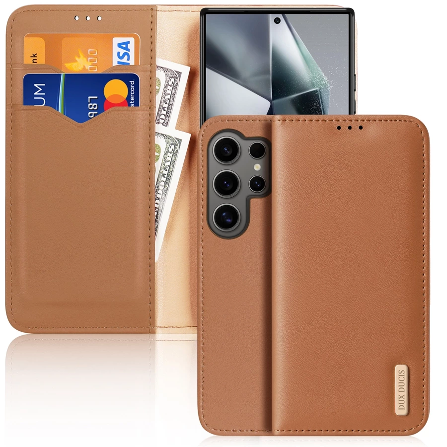 Dux Ducis Hivo case with flap and RFID blocker for Samsung Galaxy S24 Ultra - brown