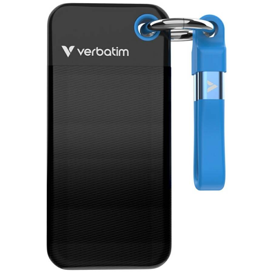 Dysk Zewnętrzny Verbatim Pocket SSD 2TB   - brelok do kluczy z kablem USB-C 3.2 gen.2 czarno-niebieski/black-blue 32195