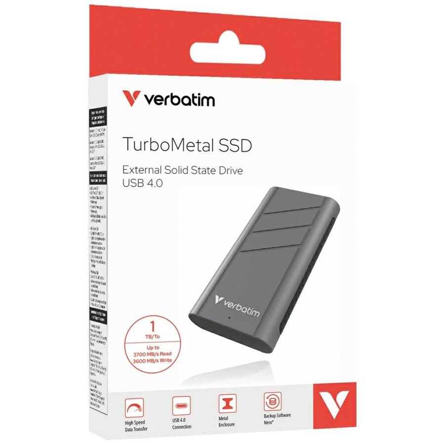 Dysk zewnętrzny Verbatim TurboMetal SSD   1TB USB4 USB-C szary 32021