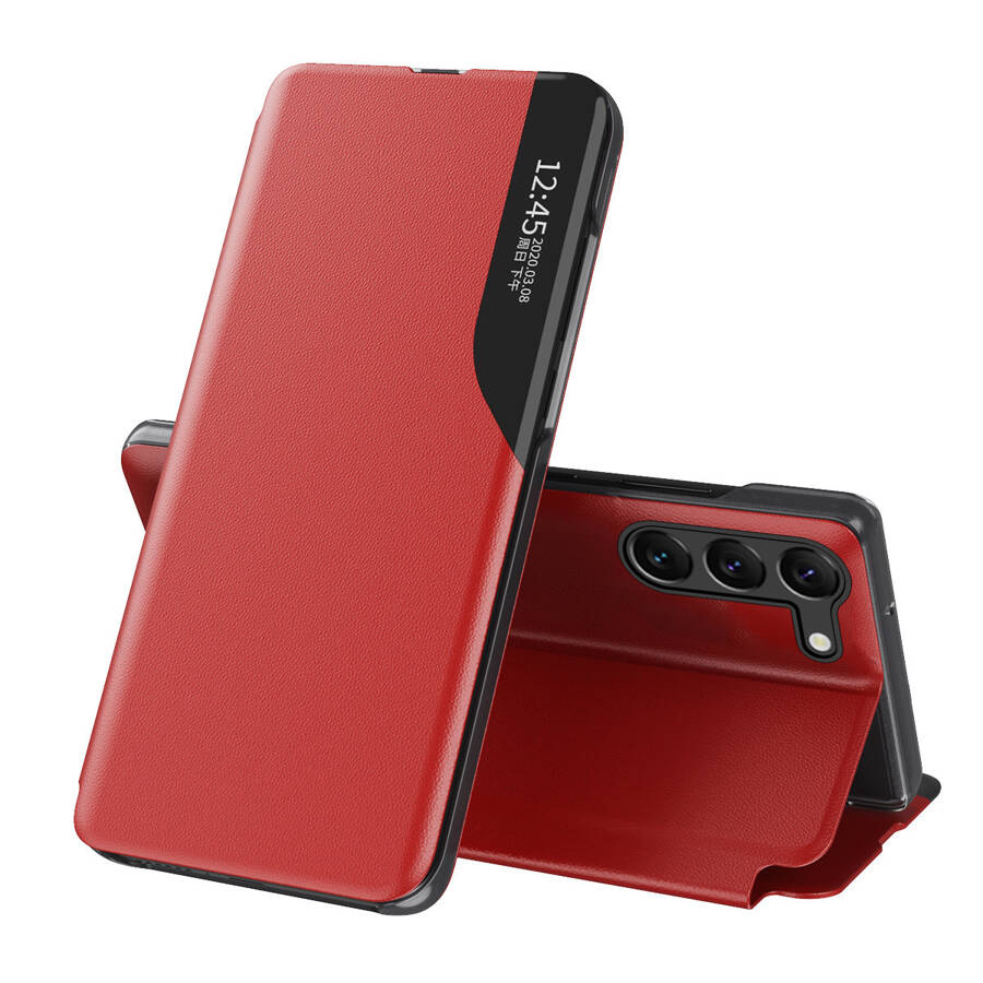 ECO LEATHER VIEW CASE CASE FOR SAMSUNG GALAXY S23 WITH A FLIP STAND RED