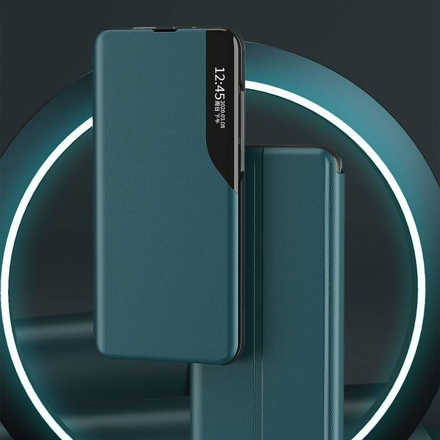 ECO LEATHER VIEW CASE ELEGANT BOOKCASE TYPE CASE WITH KICKSTAND FOR SAMSUNG GALAXY A12 / GALAXY M12 BLUE