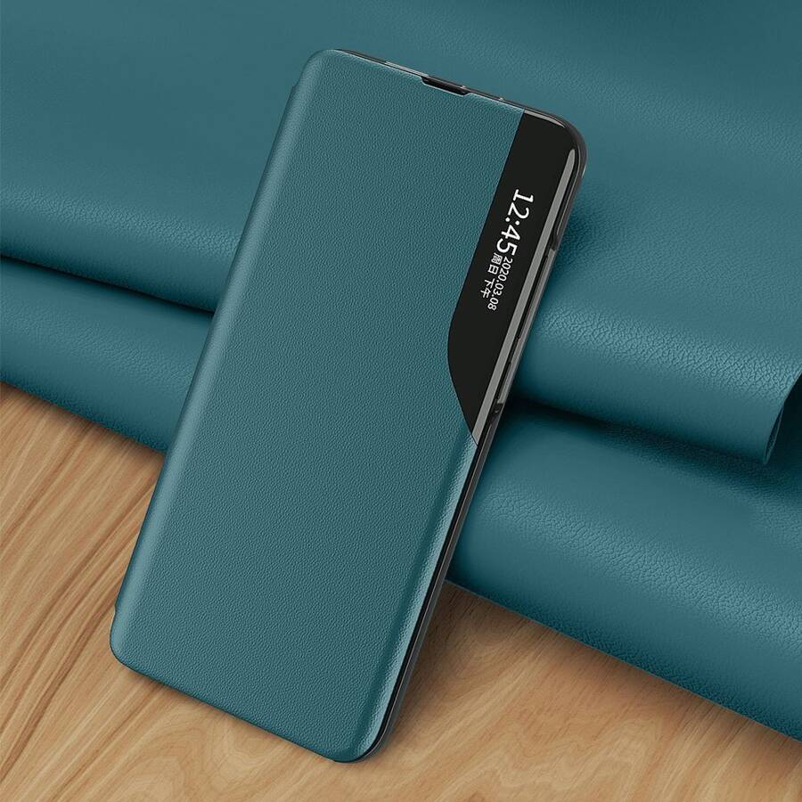 ECO LEATHER VIEW CASE ELEGANT BOOKCASE TYPE CASE WITH KICKSTAND FOR SAMSUNG GALAXY A72 4G BLUE