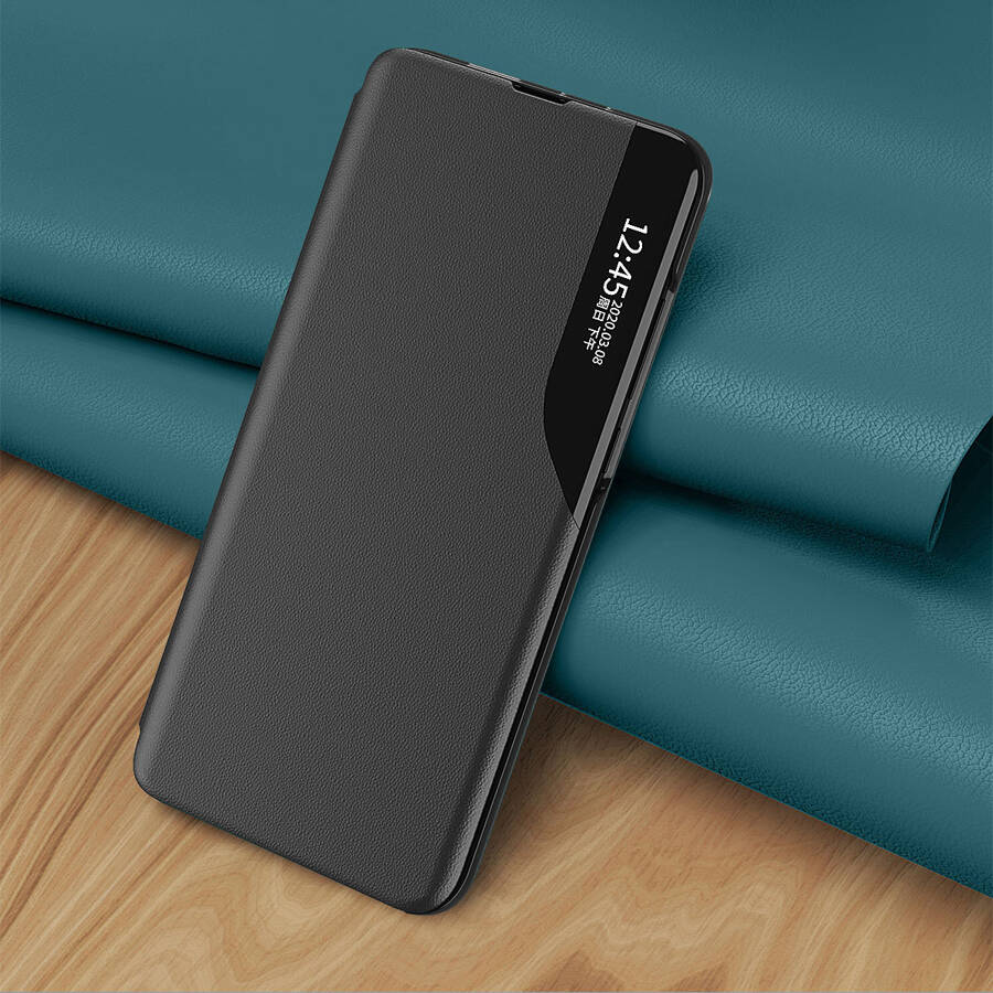 ECO LEATHER VIEW CASE ELEGANT CASE WITH A FLIP COVER AND STAND FUNCTION FOR SAMSUNG GALAXY A53 5G BLACK