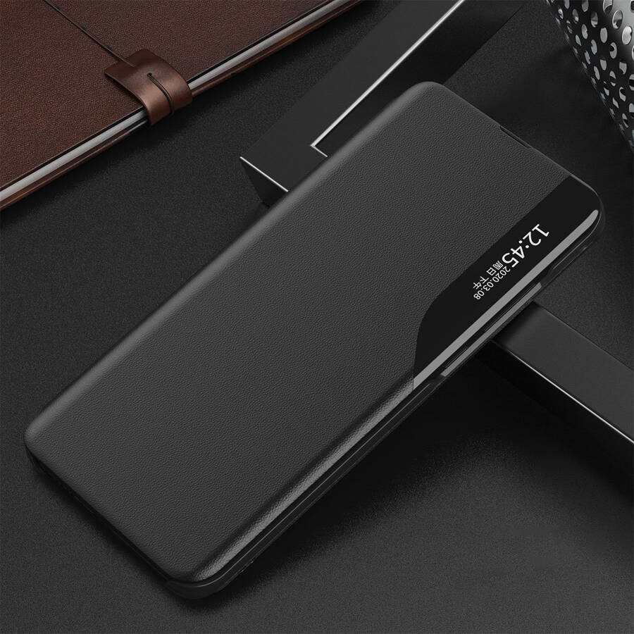 ECO LEATHER VIEW CASE ELEGANT CASE WITH A FLIP COVER AND STAND FUNCTION FOR SAMSUNG GALAXY A53 5G BLACK