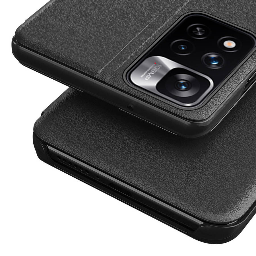 ECO LEATHER VIEW CASE ELEGANT CASE WITH FLIP COVER AND STAND FUNCTION XIAOMI REDMI NOTE 11 PRO+ 5G (CHINA) / 11 PRO 5G (CHINA) / MI11I HYPERCHARGE / POCO X4 NFC 5G BLACK