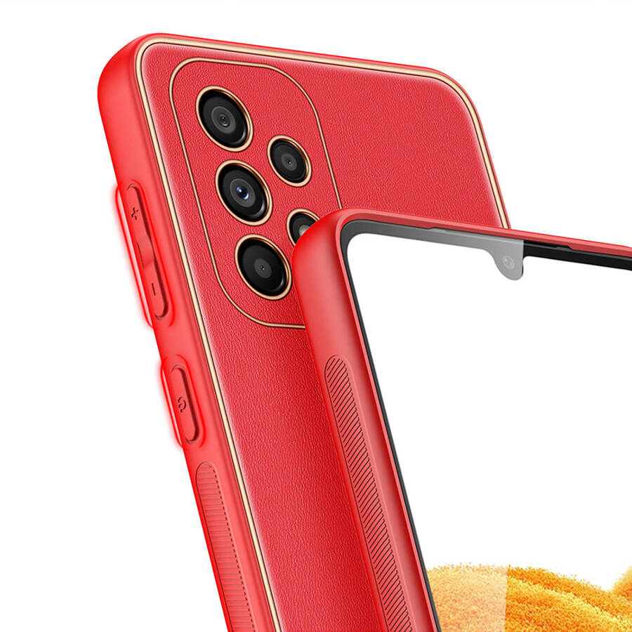 ELEGANT COVER MADE OF ARTIFICIAL LEATHER FOR SAMSUNG GALAXY A33 5G RED. DUX DUCIS YOLO