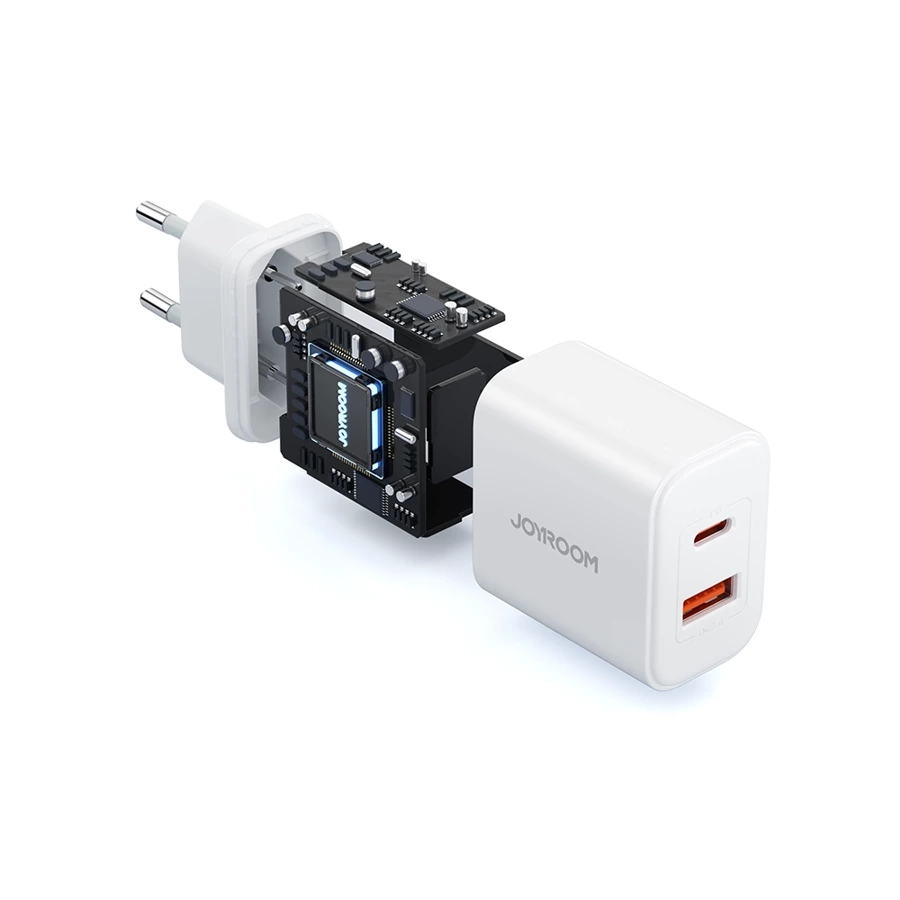 EU Joyroom JR-TCF05 20W USB-A USB-C charger + USB-C cable - white