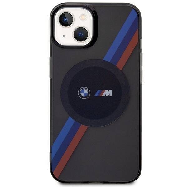 Etui BMW BMHMP14SHDTK iPhone 14 / 15 / 13 6.1" szary/grey Tricolor Stripes MagSafe