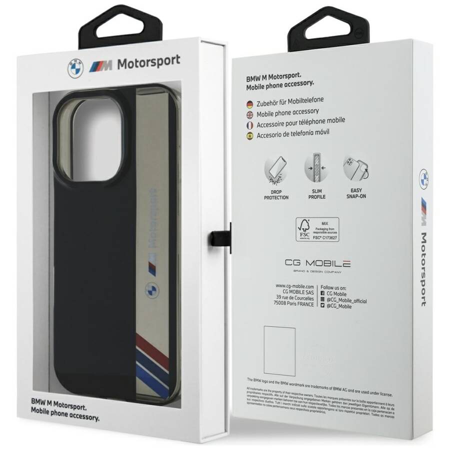 Etui BMW Motorsport IML Vertical Stripe   do iPhone 16 Pro Max czarny