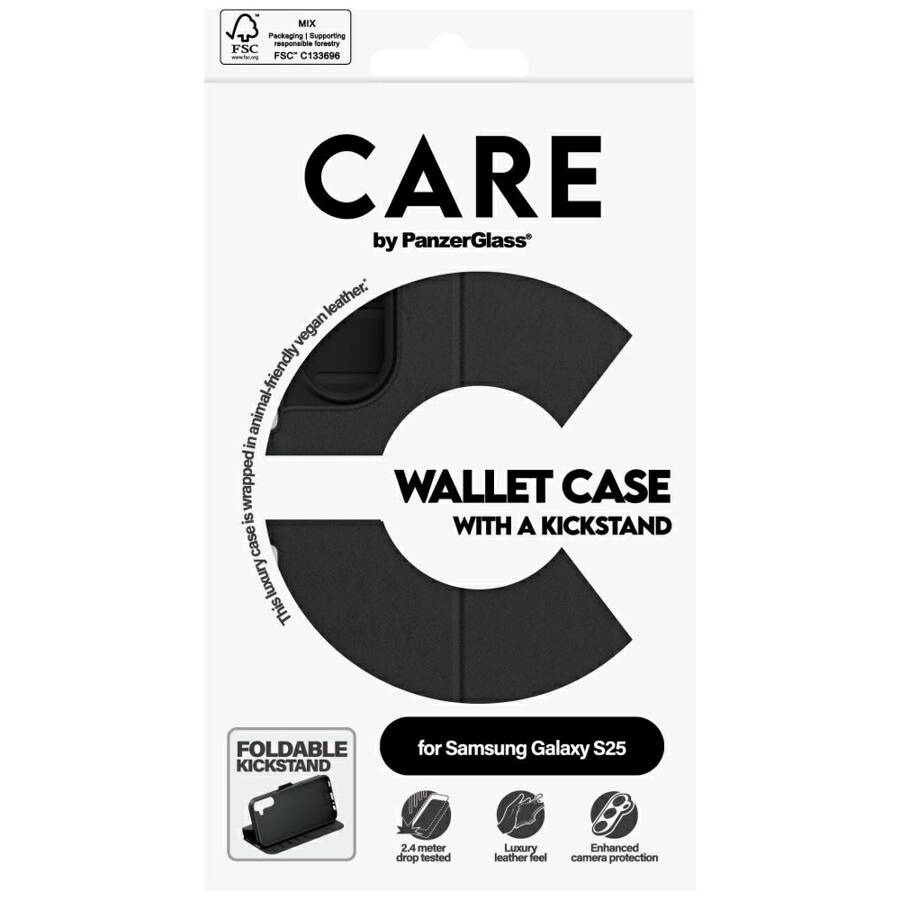 Etui CARE by PanzerGlass Feature Wallet   Kickstand do Samsung Galaxy S25 czarny