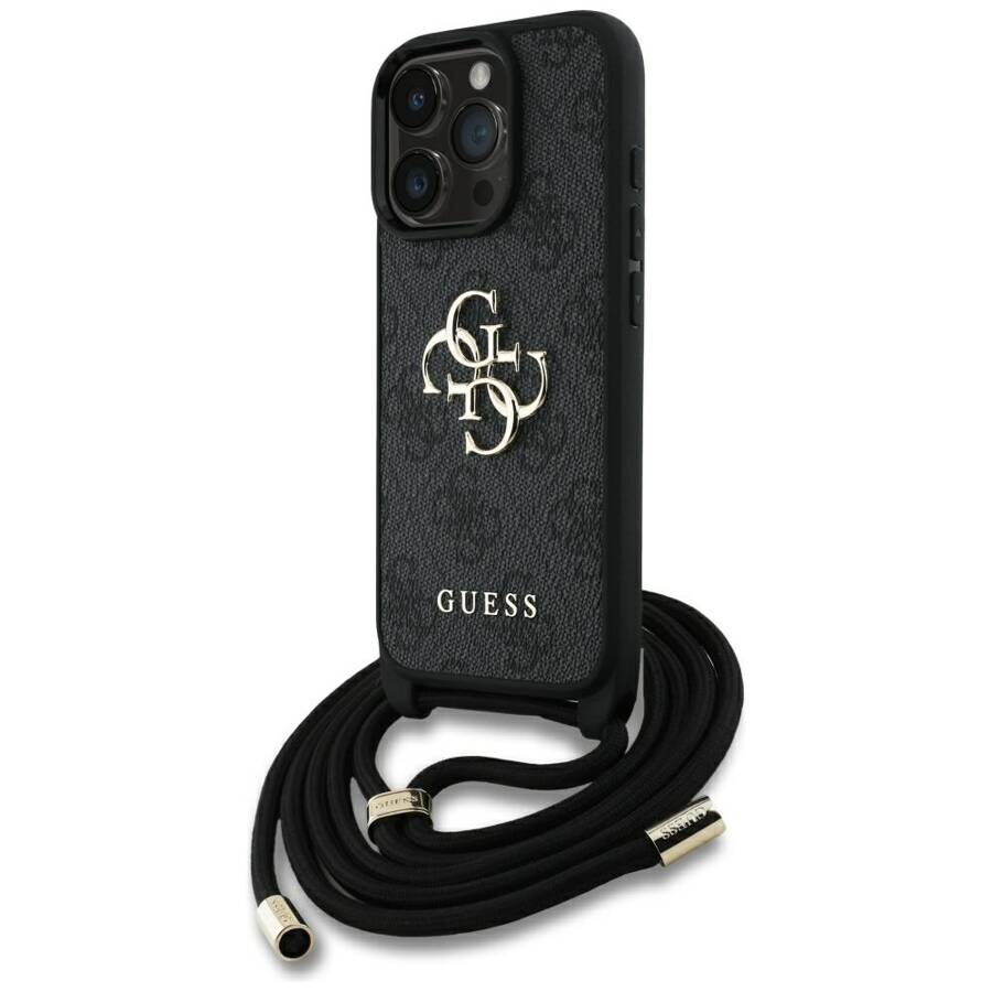 Etui Guess 4G Big Logo Cord Stap          Crossbody do iPhone 16 Pro czarny