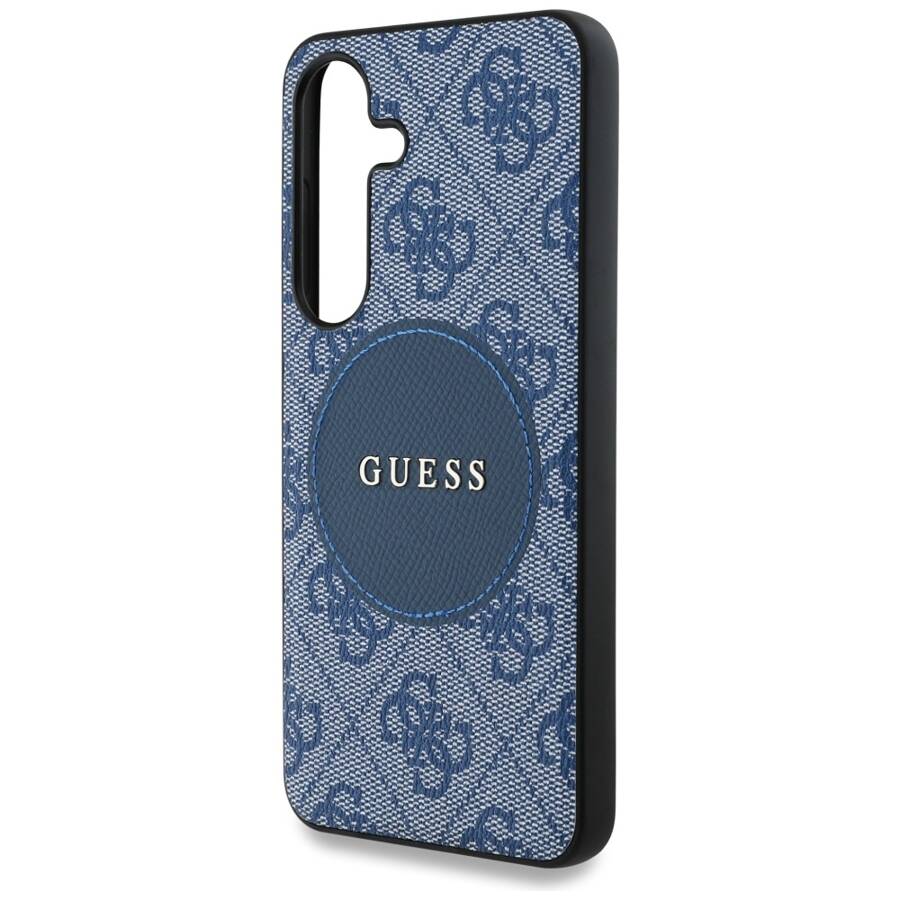 Etui Guess 4G Round Patch Classic Logo    MagSafe do Samsung Galaxy S25 Plus niebieski