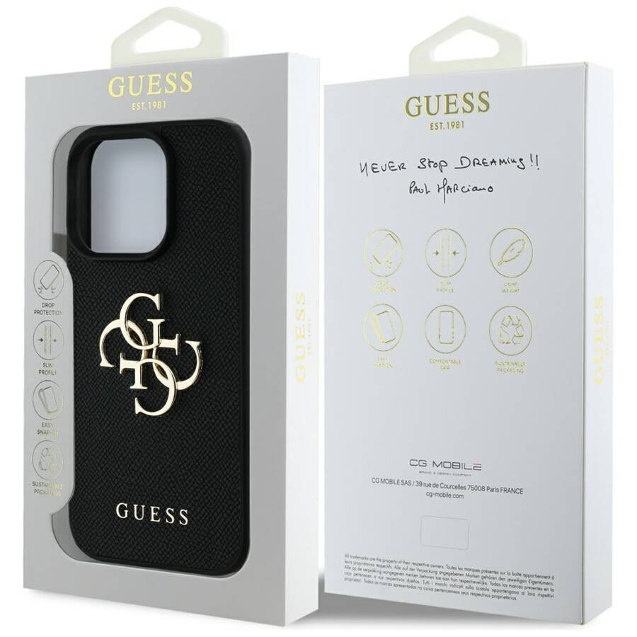 Etui Guess Grained Big 4G Logo Small      Classic Logo do iPhone 16 Pro czarny