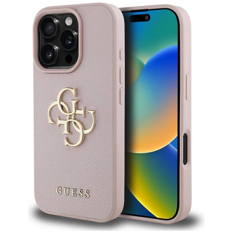 Etui Guess Grained Big 4G Logo Small      Classic Logo do iPhone 16 Pro różowy