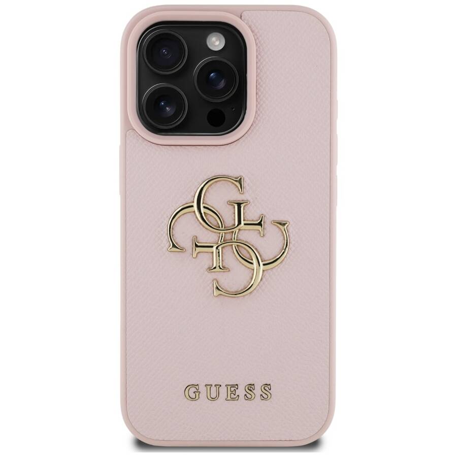 Etui Guess Grained Big 4G Logo Small      Classic Logo do iPhone 16 Pro różowy