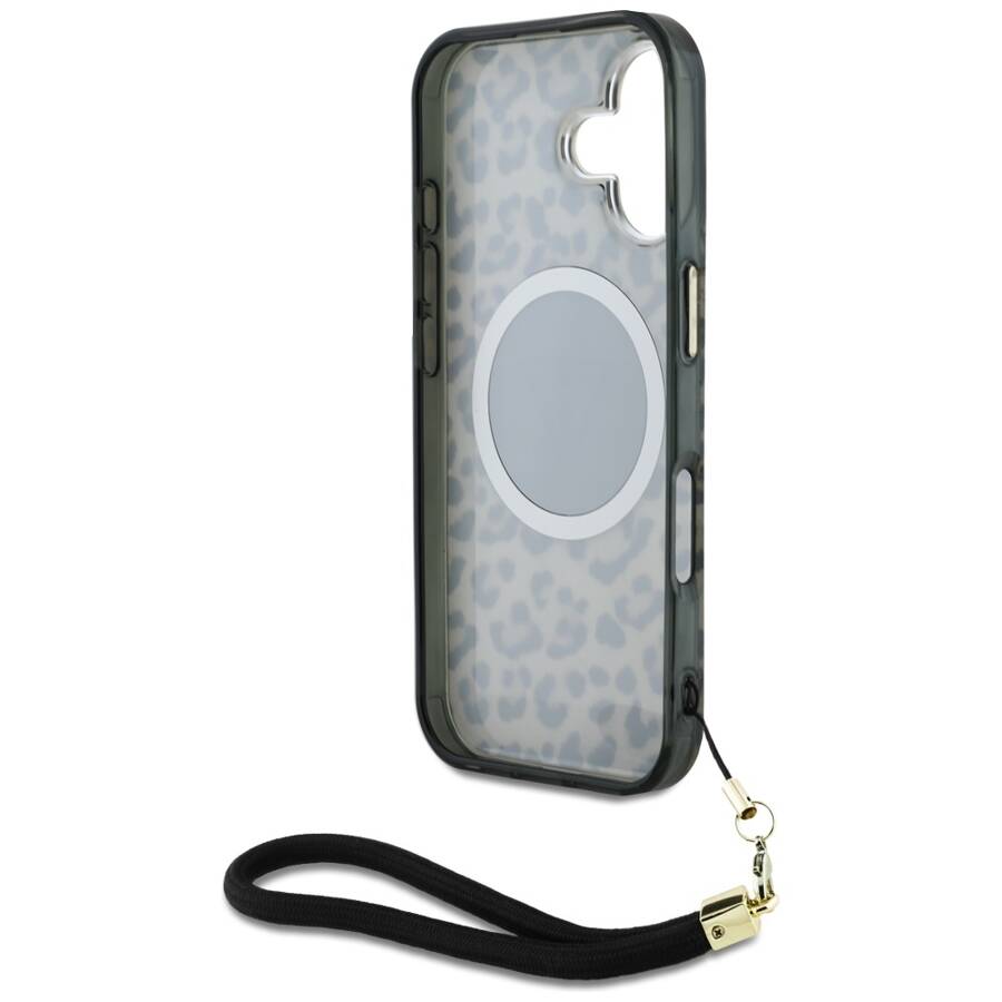 Etui Guess HC IML Leopard Triangle Cord   Strap do iPhone 16 MagSafe brązowy