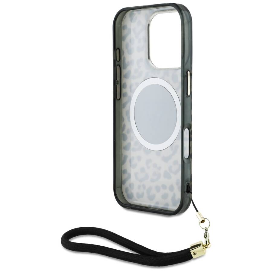 Etui Guess HC IML Leopard Triangle Cord   Strap do iPhone 16 Pro MagSafe brązowy