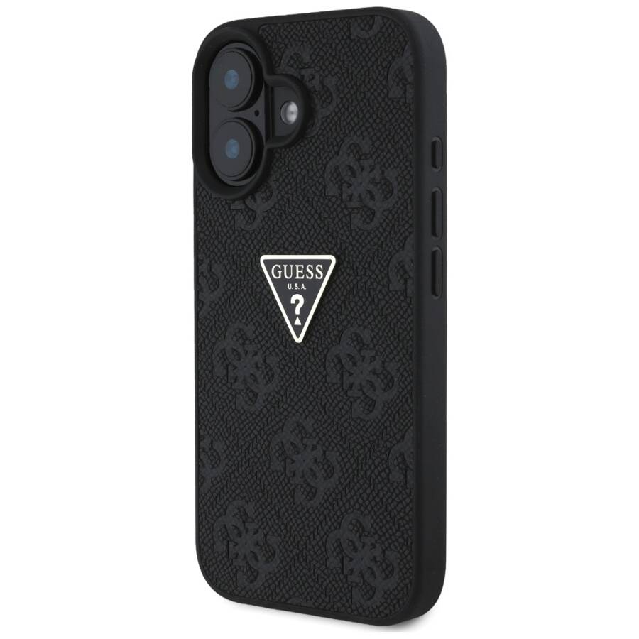 Etui Guess Hot Stamp 4G Pattern Triangle  Metal Logo do iPhone 16 czarny